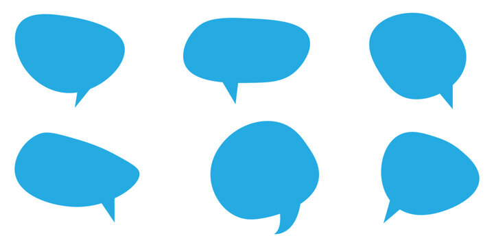 Speech bubble icon set fill with blue flat style with white background.