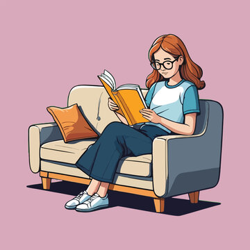 vector of cute girl reading book, book day