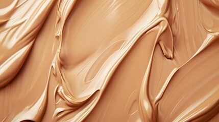 Smooth waves of liquid foundation or concealer skin tone background. Beauty fluid makeup product...