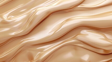 Obraz premium Smooth waves of liquid foundation or concealer skin tone background. Beauty fluid makeup product banner, backdrop