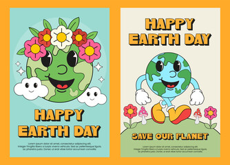 Earth day celebration poster set. Earth day vector illustration set