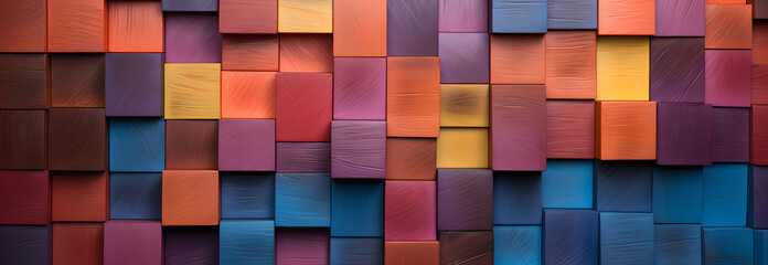colorful wooden block pieces, beautiful wood fiber,Abstract block stack artisanal wooden 3d cubes, colorful wood texture for backdrop, Blocks , Unique Colors - obrazy, fototapety, plakaty