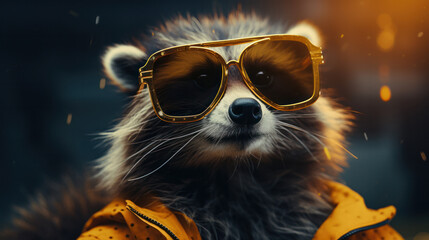 A cool raccoon in sunglasses, generative AI