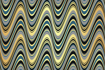 Vector seamless wavy colorful striped pattern with golden waves