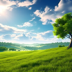 Fototapeta premium landscape with field and sky