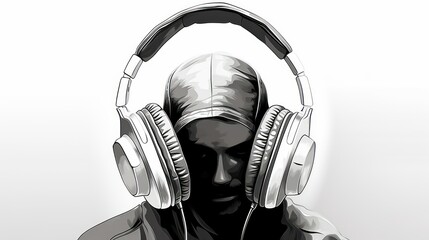 Fototapeta na wymiar man with headphones on white background