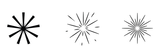 Sunburst icon in liner style. Burst symbol vector set with white background.