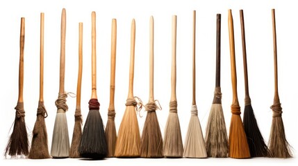 brooms on a white background