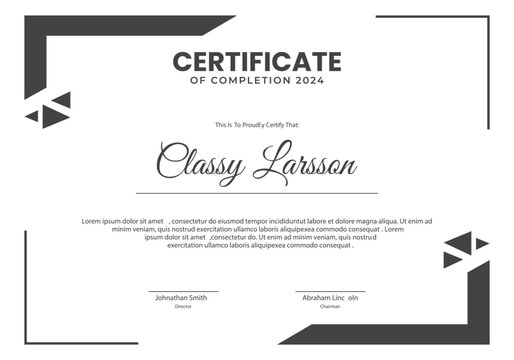certificate of achievement template with minimal border for award diploma