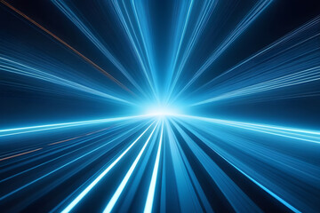Blue and White Glowing Light Streaks in Dark Background, Futuristic Technological Energy Motion