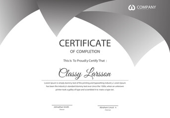 modern luxury certificate of appreciation design template, completion certificate