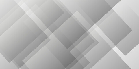 Fototapeta premium Abstract white and gray background design with layers of textured white transparent material in triangle and squares shapes. White color technology concept geometric line vector background.