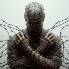 barbed wire on white background