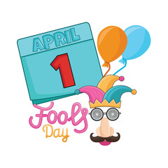 clown, balloon with date fools day illustration