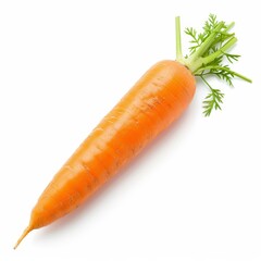 A detailed close-up of carrot placed on a plain white background - isolated raw food.