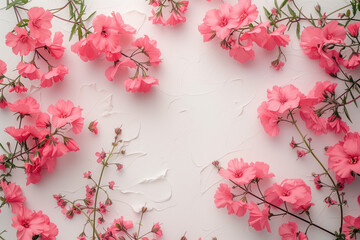 Captivating scene of beautiful red flowers on white wall for use as backdrop