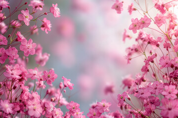 Obraz premium Captivating scene of beautiful flowers frame on blur background for spring theme