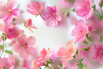 Naklejka na ściany i meble Captivating scene of beautiful flowers on blur background for use as background or backdrop, spring theme
