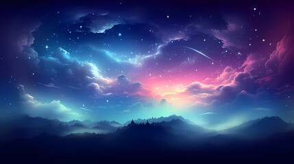 Mysterious star themed gradient background with countless twinkling stars