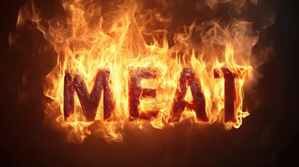 Fotobehang Word Meat on Fire © cherezoff