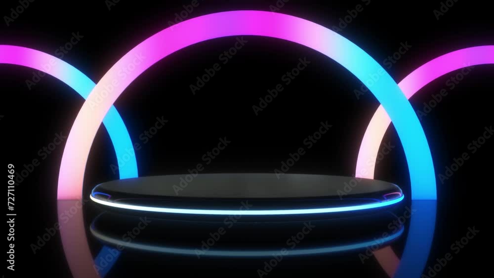 Aufkleber podium futuristic showcase with platform for product displaying. empty modern stage display. abstrac