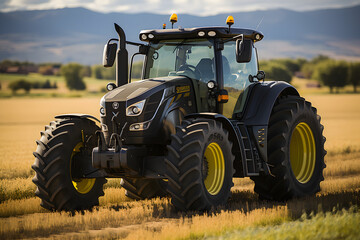 Fototapeta premium Tractor on the field. Tractor in the field. Agricultural machinery.