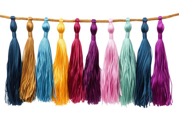 Fabric Tassel Garland Delight on Transparent Background, PNG, Generative Ai