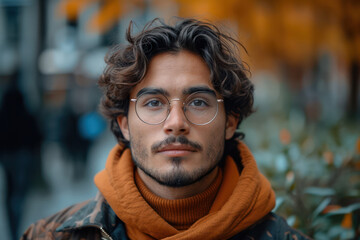 Fototapeta premium Success Concept. Portrait of a Confident Businessman Wearing Glasses extreme closeup. Generative AI