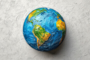 Pencil Drawing of Blue Earth Globe on white background. Generative AI