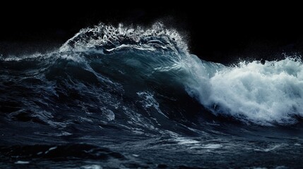Ocean wave isolated on black background