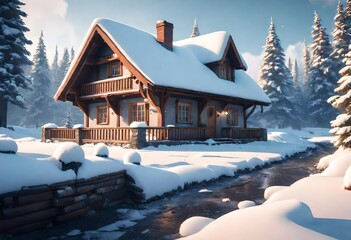 house in the snow