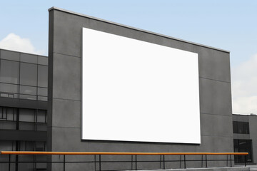 White Billboard Mockup of a Large Advertising Poster on the Street extreme closeup. Generative AI