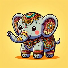 Fototapeta premium colorful elephant cartoon illustration