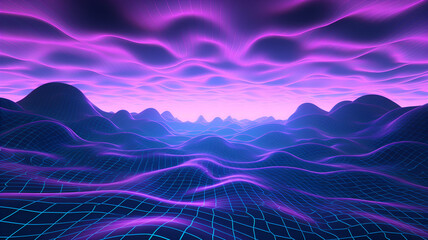 neon lights mountain landscape, Lofi  background