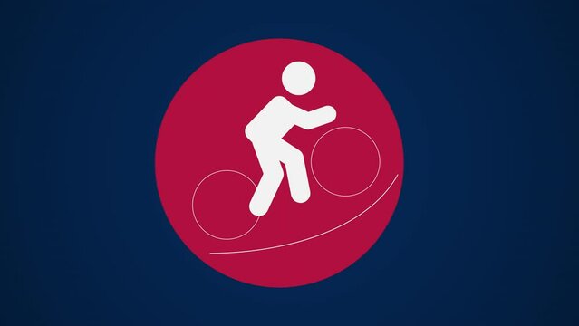 Pictograma de los Juegos Ol&iacute;mpicos de lado izquierda con el deporte ciclismo bmx racing en fondo azul sin texto. 