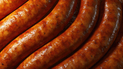 close-up, texture of sausage, grilled sausages, fowl shape for the whole frame