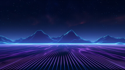 neon lights mountain landscape, Lofi  background