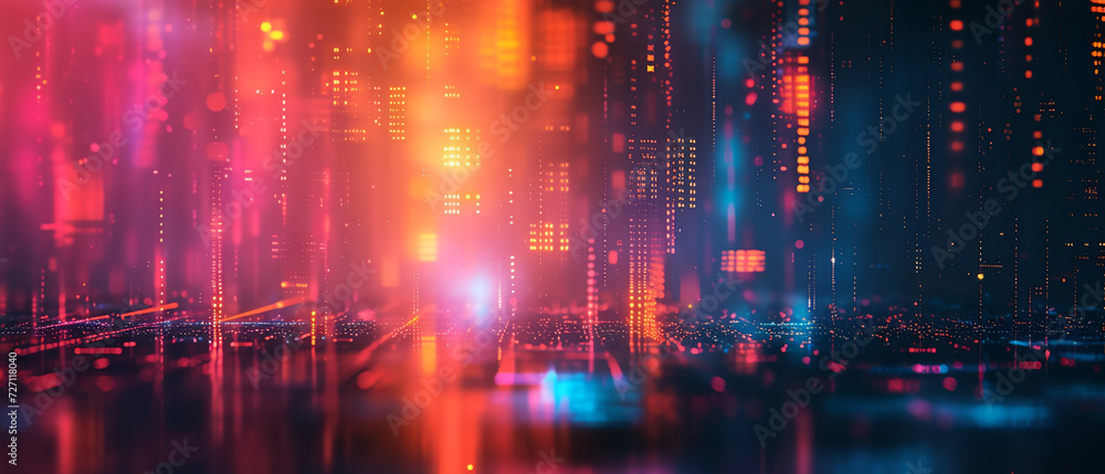Poster abstract technology background with data glitch effect. futuristic neon glitch background