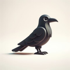 Fototapeta premium Cute 3D Cartoon Crow. 3D minimalist cute illustration on a light background.