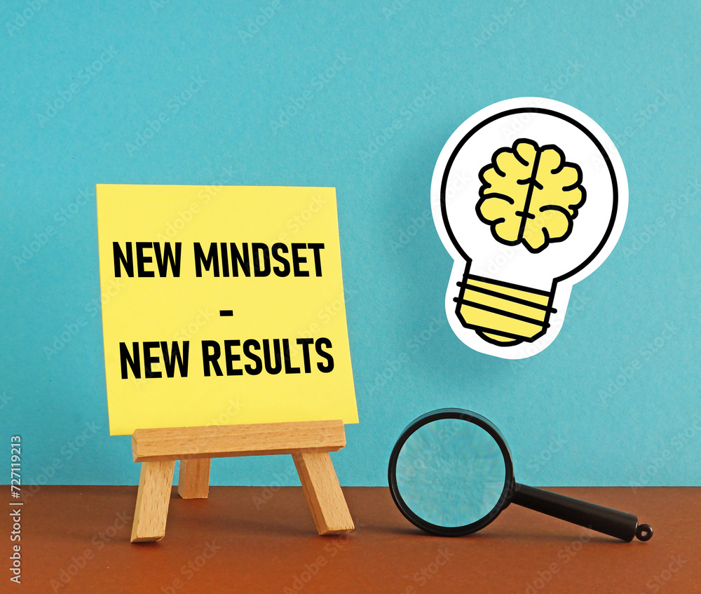 Aufkleber new mindset new results is shown using the text