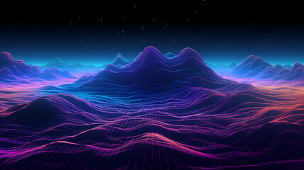neon lights mountain landscape, Lofi  background