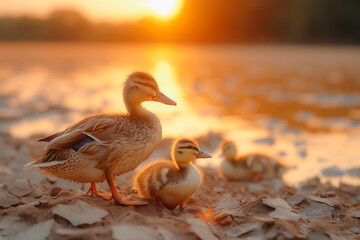 Resilience in Aridity: Ducklings on Parched Earth