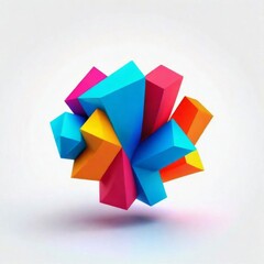 3D colorful isolated shape with white background