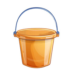 A glossy yellow plastic bucket with a handle, isolated on transparent background.