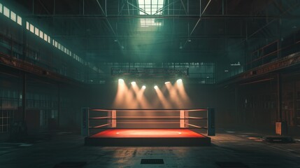 Professional boxing ring - obrazy, fototapety, plakaty