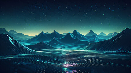 neon lights mountain landscape, Lofi  background