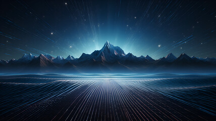 neon lights mountain landscape, Lofi  background