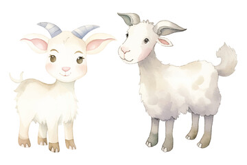 Obraz premium cute goat watercolor vector illustration