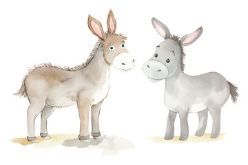 Obraz na płótnie Canvas cute donkey watercolor vector illustration