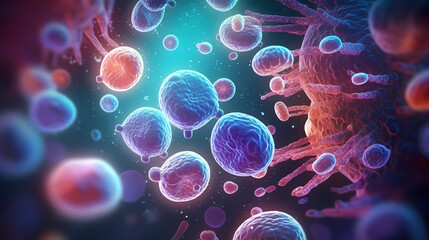Virus cells abstract science concept, medical research background